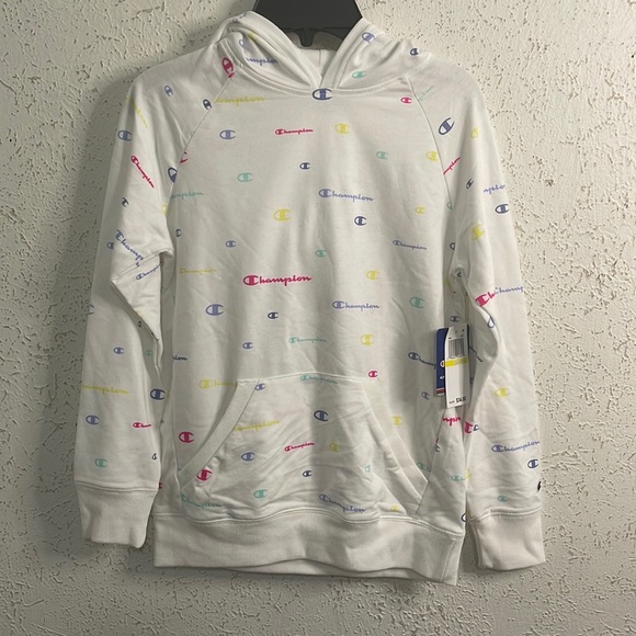 Champion Girls' Multicolor Logo Script French Terry Pullover Hoodie - Picture 8 of 8